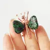 Adorno de Corazón de Cristal Natural Alas Mariposa Parche de Corazón de Jade Artesanías de Aleación Producto Nuevo Cristal Amarillo