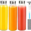 Venta Caliente Transfronteriza Taza de Agua de Vidrio de 18 oz con Tapa de Acero Inoxidable Transparente 500 ml Taza Portátil con Tapa y Cuerda para Té de Frutas y Bebidas