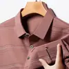 Camiseta de manga corta para hombre Verano Nueva Holgada Casual Rayas Cuello Camisa Polo de Algodón para Padres de mediana edad y Mayores Ropa de Verano