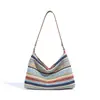 Bolso Tejido Simple Arcoíris Versátil para Mujer, Bolso de Hombro Pequeño de Nicho Estilo Coreano, Bolso de Paja Vintage, Hombro Único Modelo Nuevo 2026