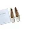 Zapatos Planos Mary Jane de Piel Genuina Plateados para Mujer 2026 Nuevos Mocasines Planos de Verano Wanwan Zapatos de Ballet Suaves Bean