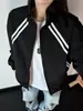 Chaqueta retro americana de rayas con cuello mao, moderna de otoño para hombre, elegante, de corte holgado, casual, versátil y de alta calidad, prenda de abrigo para parejas