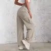Pantalones Cargo de Tiro Alto con Cordón Transfronterizos Europeos y Americanos 2026 para Mujer Rectos Sueltos Elegantes Casuales de Trabajo
