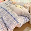 Juego de Cuatro Piezas de Terciopelo de Leche Cálido de Invierno Espeso Coral Fleece Franela Funda de Edredón Juego de Tres Piezas para Dormitorio de Estudiante