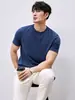 Camiseta de Manga Corta Lisa Transpirable de Algodón Modal con Sensación Fresca 60S para Hombre, Verano, Holgada, para el Trabajo, Camiseta Transpirable de Cuello Redondo