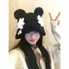 Gorro de Pescador Tejido Rojo Lindo de Dibujos Animados para Mujer en Otoño e Invierno, Cara Pequeña, Protección Cálida para los Oídos, Gorro de Lana