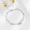 Prata Esterlina S925 Versátil Pequeno Pulseira de Cintura Masculina Camada Dupla Nicho Joias Elegantes Pulseira Simples de Contas Cilindricas Acessórios de Moda Feminino