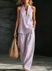 2026 Nuevo Conjunto de Pantalones Largos Casuales Rayados sin Mangas de Cuello en V Halter Europeo y Americano Transfronterizo Comercio Exterior Amazon Aliexpress