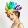 Tocado de plumas de pavo con lentejuelas Diadema de plumas india Accesorios para el cabello de actuación fiesta de disfraces Accesorios a juego