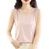 Colete Vermelho de Verão Sem Mangas, Top Outerwear Tamanho Grande, Camisola Redonda de Seda de Amora e Seda Gelada Estilo Francês para Mulheres