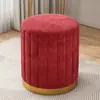 Banquinho Minimalista de Luxo Leve para Sala de Estar, Quarto, Maquiagem, Casa, Novo 2025, Banquinho Redondo de Madeira Maciça, Cadeira Giratória de Maquiagem em Couro Genuíno