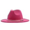 Sombrero de Sol para Exteriores Clásico Fieltro Fedora Ala Ancha Moda Sombrero Jazz con Hebilla de Cinturón