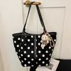 Bolsa Saco Estilo Coreano com Bolinhas e Blocos de Cor Moda Grande Capacidade Bolsa Tote para o Dia a Dia Bolsa de Axila com Design de Nicho Chique Tendência