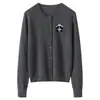 Nuevo Cárdigan de Cachemir Otoño/Invierno 100% Cachemir Puro Casual Holgado Cuello Redondo Versátil Tejido Bordado Abrigo Suéter