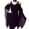 AliExpress wish Amazon eBay vestido de color 5 tamaños correa hombros descubiertos manga amplia grande botón irregular