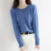 Cardigan de Tricô Gola Redonda Casaco Suéter Feminino Início da Primavera Início do Outono Inverno Novo Estilo Manga Longa Solto Estilo Coreano Lã Vestuário Curto