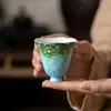 Xícara de Chá de Cerâmica Pintada à Mão com Esmalte Submerso, Xícara Alta para Aroma, Xícara de Mestre, Estilo Pintura a Óleo, Xícara Única do Conjunto de Chá Fresco