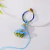 8cm Nudo de Diamante Colorido Borla Corta Estilo Antiguo Hanfu Accesorio Colgante DIY Hecho a Mano Tejido Bolsita Colgante de Abanico