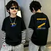 Camiseta de manga larga para niño, top infantil 100% algodón, colección otoño 2026, informal, con rayas, patchwork, imitación de dos piezas, capa base para niños mayores