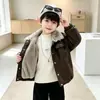 Ropa de Invierno para Niños Cuello de Piel Más Terciopelo Chaqueta de Cuero 2026 Invierno Nuevo Estilo Coreano Fresca Niños Medianos y Pequeños Chaqueta de Cuero Engrosada Superior