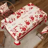 Mantel de Año Nuevo Impermeable Accesible Lujo Gama Alta Rojo Festivo Atmósfera Festiva Mantel Decorativo Mesa de Café Salvamanteles