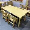 Mesas y Sillas de Madera Maciza Arcoíris de Tablero Multicapa. Mesa y Sillas de Estudio Cuadradas para Niños de Preescolar y Centro de Educación Temprana