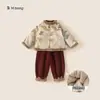 Ropa de Algodón Acolchada Gruesa de Invierno Nueva para Niños Conjunto de Dos Piezas Nuevo Estilo Chino Hanfu Traje de Estilo Nacional para Niños