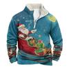 2024 Europa y Estados Unidos transfronterizo invierno nuevo Papá Noel Navidad chaqueta acolchada de algodón para hombre manga larga cuello alto suéter media cremallera