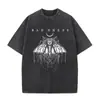 Camiseta Vintage com Estilo Retrô, Lavagem Desgastada, Manga Curta, Roupa Casual Rock Unissex, Algodão Europeu e Americano