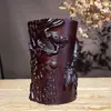 Portaplumas de Secuoya Talla en Madera Madera de Ébano Negro Navegación Fluida Portaplumas de Madera Maciza Artesanías Adorno de Almacenamiento para Escritorio de Estudiante