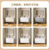 Set de baño para uso doméstico estilo crema con esquinas redondeadas, lavabo integrado de cerámica, lavabo y tocador de aluminio espacial para baño