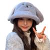 Sombrero de Pescador Niños Otoño e Invierno Estilo Coreano Ala Grande Oso Dulce Lindo Lana de Cordero Engrosado Cálido Moda Orejas