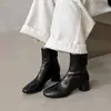 Botas Slimming Elegantes Versáteis Estilo Coreano para o Trabalho Outono Inverno Salto Grosso Salto Médio Bico Redondo Elásticas no Tornozelo Slimming Femininas 2026