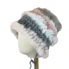 Sombrero de Ganchillo Mezclado Pelo de Conejo Rex Sombrero de Piel Lindo Cálido Cinturón de Corbata Sombrero de Lana 2024 Sombrero Cálido Peludo