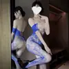 Lingerie Sexy Tamanho Plus Size Shuang'er, Bodysuit Transparente Vazado Tentação Apaixonada com Abertura no Gancho, Meias de Peça Única, Roupa de Dormir Sem Tirar