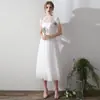 Vestido de Novia Blanco, Estilo Sencillo y Casual, Adecuado para Mujeres Bajitas, Se Puede Usar Diariamente, Sin Tirantes, para Registro de Matrimonio, Vestido de Verano