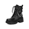 Botas de mujer de corte bajo para otoño e invierno, punta redonda, suela de goma, plataforma impermeable, tacón alto, botas de mujer de talla grande, botas Martin de mujer de calidad de exportación