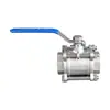Válvula de bola roscada de tres piezas resistente a la corrosión de acero inoxidable 304, interruptor de bola de paso recto manual con sello blando de rosca interna