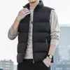 Colete de Algodão com Penas Masculino Estilo Coreano Tendência Outono e Inverno Jaqueta Oversized Colete Quente com Gola Alta