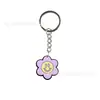 Serie Amor y Paz Dibujo Animado de Flores Llavero PVC Silicona Llavero Colgante de Bolso Regalo Llavero Lindo