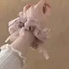 Chao de Baixa Saturação Estilo Fada Suave Estilo Ballet Gaze Leve Elástico de Cabelo com Laço Flor de Cabeça Japonesa e Coreana Corda para Rabo de Cavalo para Mulheres