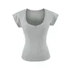 Top Sexy Estilo Americano con Escote Corazón de Manga Corta, Nueva Camiseta Base Ligera de Verano en Tencel con Ceñidor en la Cintura, Hombro Normal