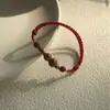 Pulsera de Madera de Durazno y Cinabrio del Monte Putuo con Hilo Rojo, Cuerda Tejida para Niños y Bebés, Tobillera y Pulsera Amuleto Anti-Susto para Bebés