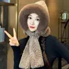 Gorro con Orejas de Zorro Relleno Bufanda Cálida de Invierno para Mujer para Prevenir el Frío Bufanda Protectora para los Oídos de Invierno Gorro de Una Pieza Juego de Dos Piezas