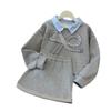 Moda Infantil Estilo Chanel Princesa Conjunto de Duas Peças Crianças Estudantes Primavera e Outono Novo Elegante Falso Conjunto de Duas Peças