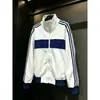Jaqueta cardigan com capuz cleanfit azul e branco de gola alta outono alta qualidade americana jaqueta esportiva de três listras