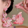 Pendientes de Flor de Cristal y Perla Estilo Resort, Diseño de Nicho, Dulces y de Moda, Ganchos Simples para Oreja, Pendientes con Ambiente Digno de Foto