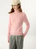 Nova blusa de base de malha de caxemira para outono e inverno, suéter de cor sólida moderno, simples, macio, confortável, com gola alta para mulheres