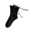 Calcetines de encaje con lazo estilo japonés de otoño para mujer, Calcetines holgados con volantes estilo ballet, Zapatos pequeños de cuero estilo uniforme JK con calcetines