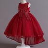 Vestido de Princesa Sem Mangas com Cauda para Apresentação de Piano, Fantasia de Performance Infantil, Roupa para Meninas, Vestido Estilo Princesa, Vestido de Pequena Princesa